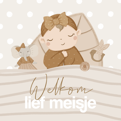 Slapend kindje felicitatiekaart geboorte dochter