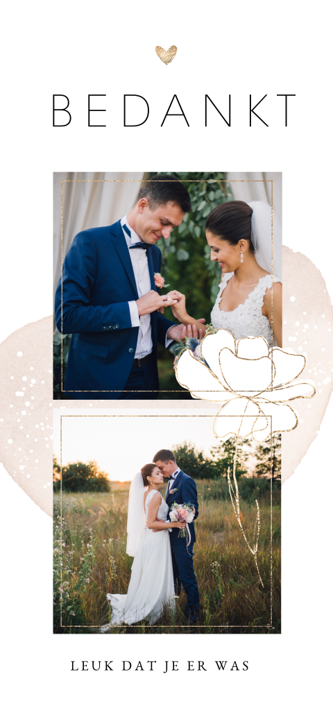 Bedankkaart Classic Roses met foto's en stijlvolle bloem