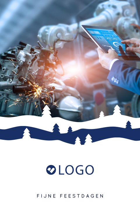 Foto kerstkaart sector techniek en industrie met logo en kerstbomen