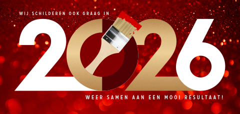 Kerstkaart zakelijk voor een schilder met jaartal en kwast