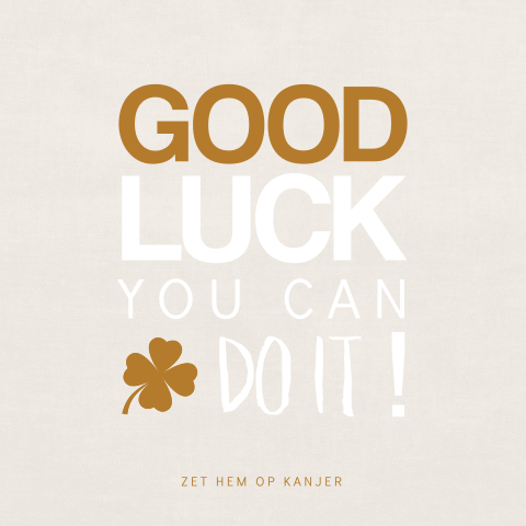 Good luck neutrale succes kaart met klavertje vier