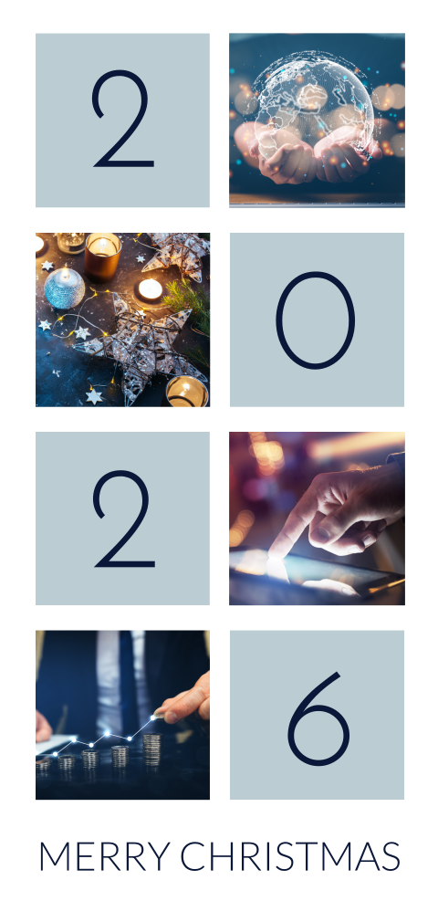 Kerstkaart financiële en internationale sector met wereldbol