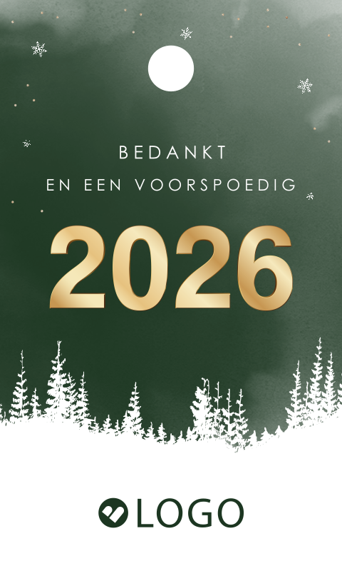 Label zakelijke kerst met logo en kerstbomen (18 stuks)