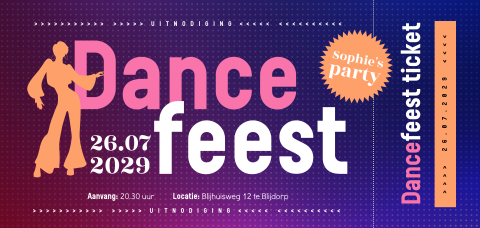Dance feest ticket uitnodiging verjaardag