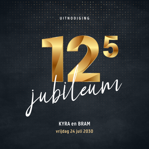 Uitnodiging 12,5 jarig huwelijksjubileum met goudlook cijfers