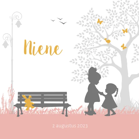 Silhouet geboortekaartje voor een tweede meisje