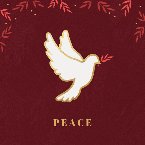 Peace zakelijke kerstkaart met vredesduif met twijg takje