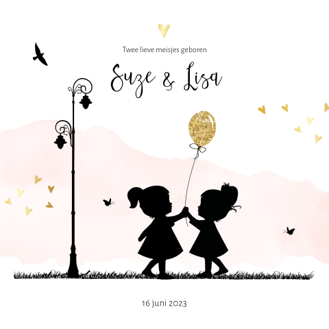 Tweeling meisjes silhouet