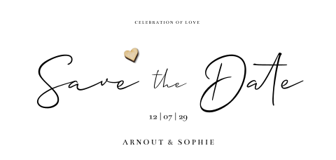 Save the Date kaart Endless Love met écht houten hartje