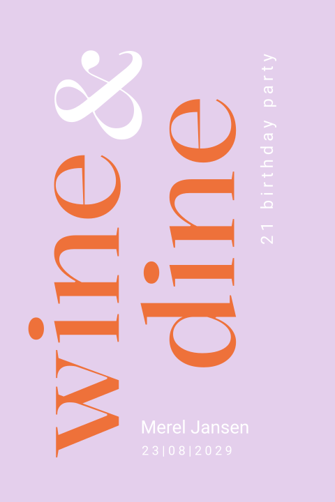Wine and dine 21 diner uitnodiging