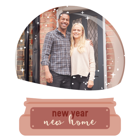 Kerst verhuiskaart sneeuwbol vorm new home met foto