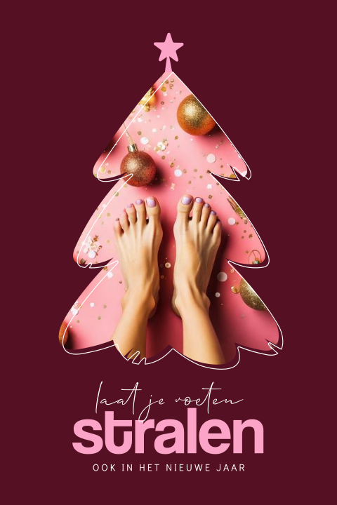 Pedicure zakelijke kerstkaart met kerstboom en foto