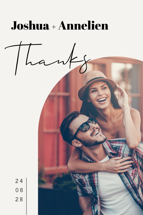 Basic bedankkaart met foto in boogvorm