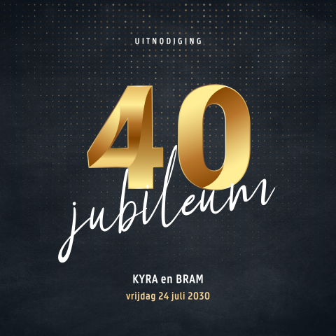 Uitnodiging 40-jarig huwelijksjubileum met goudlook cijfers