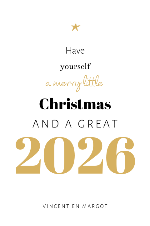 Handlettering kerstkaart met tekst en jaartal