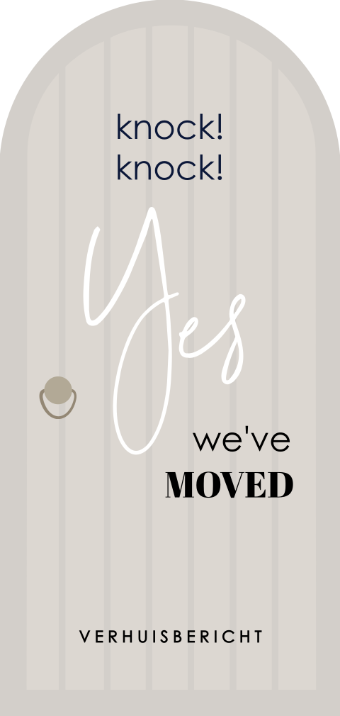 Verhuiskaart Knock knock, in de vorm van een voordeur