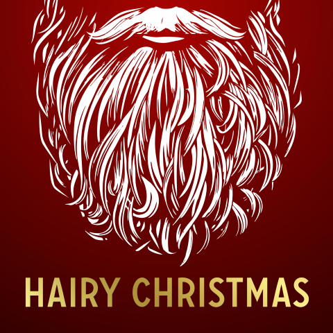 Zakelijke kerstkaart baard en goudfolie