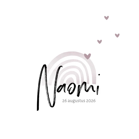 Regenboog geboortekaartje meisje met hartjes