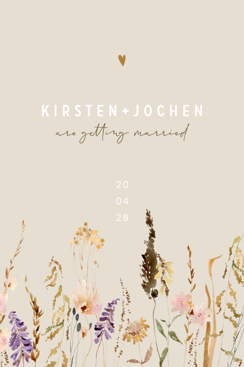 Veldbloemen trouwkaart
