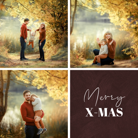 Moderne foto collage kerstkaart met foto's gezin