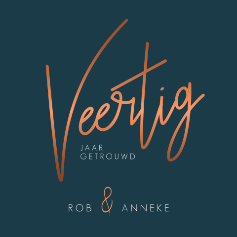 Stijlvolle jubileumkaart met de tekst veertig