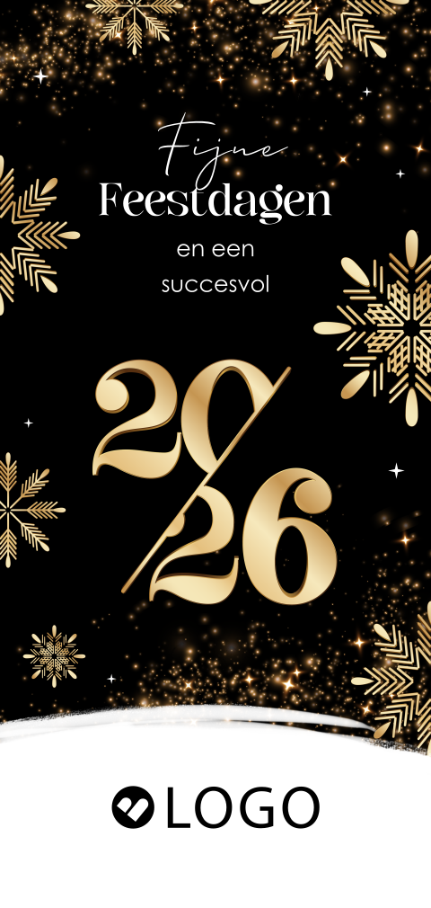 Goudlook zakelijke kerstkaart 2026 met ijskristallen