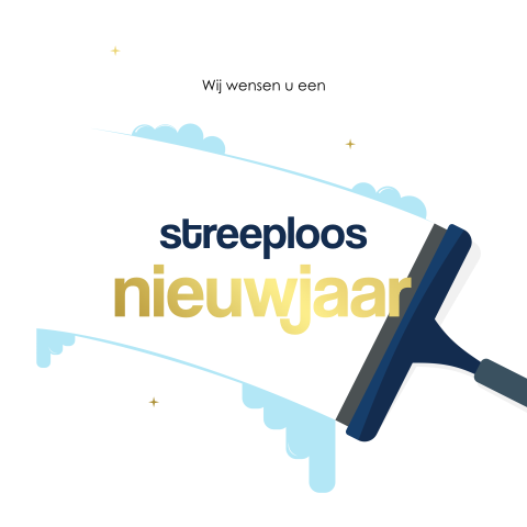 Streeploos nieuwjaar zakelijke kerstkaart met raamwisser