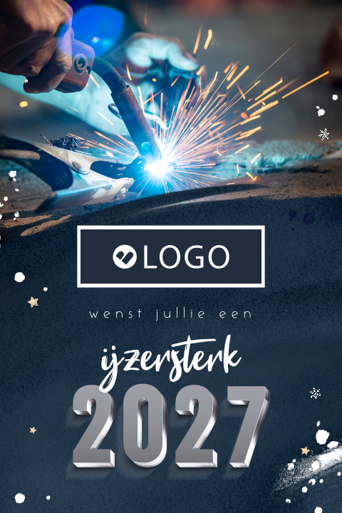 IJzersterke zakelijke kerstkaart met logo en jaartal