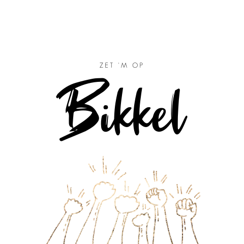 Zet hem op bikkel wenskaart