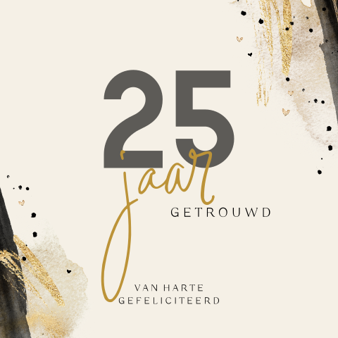 Felicitatie kaart voor een 25 jaar huwelijksjubileum