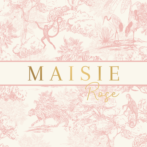 Geboortekaartje Esther Vedder pink Jungle met luxe goudfolie 