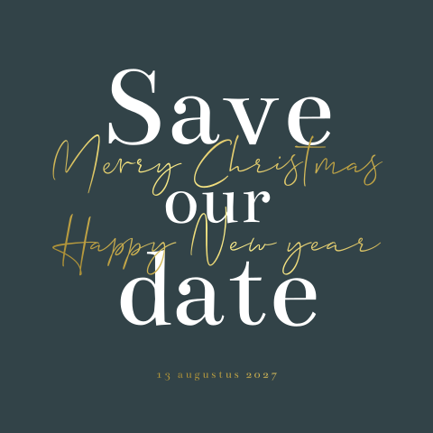 Save the Date kerstkaart met folie en ronde hoeken