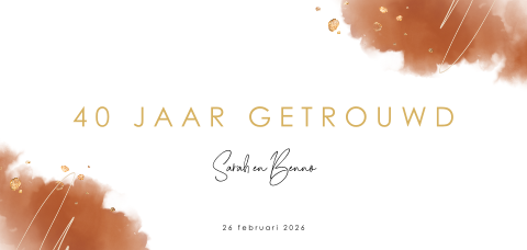 Uitnodiging jubileum huwelijk 40 jaar met aquarel en spetters
