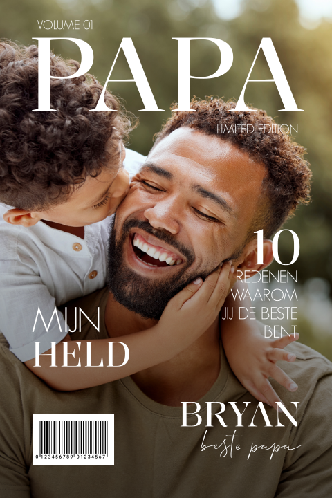 Vaderdag wenskaart magazine met eigen foto op de cover