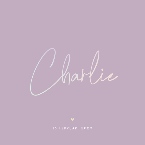 Trendy basic geboortekaartje voor een meisje met foliedruk