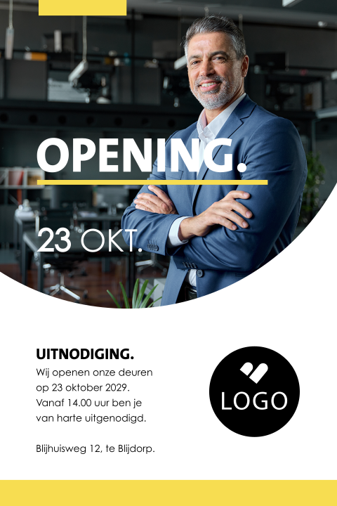 Moderne zakelijke uitnodiging voor een opening met eigen foto