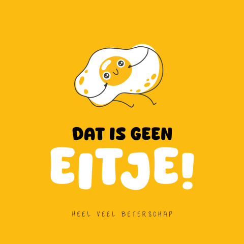 Beterschapskaart met een grappig geïllustreerd eitje
