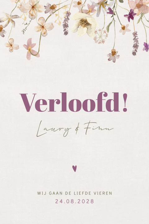 Romantische verlovingskaart met bloemen