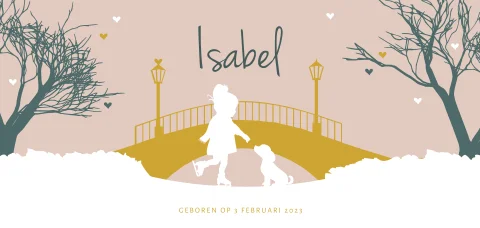 Winter silhouet kaartje meisje op schaatsen met hond