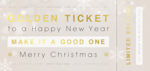 Ticket kerstkaart zakelijk met goudfolie