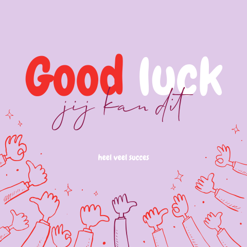 Succes kaart met duimen in felle kleuren