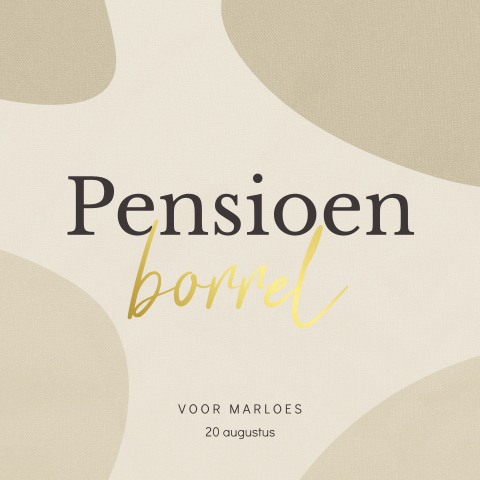 Pensioen borrel uitnodiging met organische vormen en foliedruk