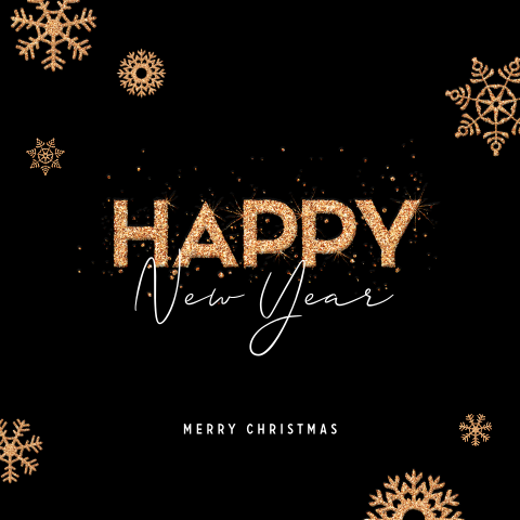 Happy New Year zakelijke kerstkaart met vuurwerk en glitters