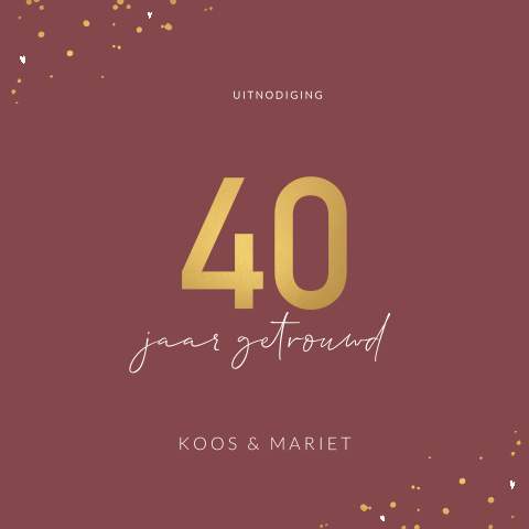Uitnodiging 40-jarig huwelijksjubileum met champagne glazen