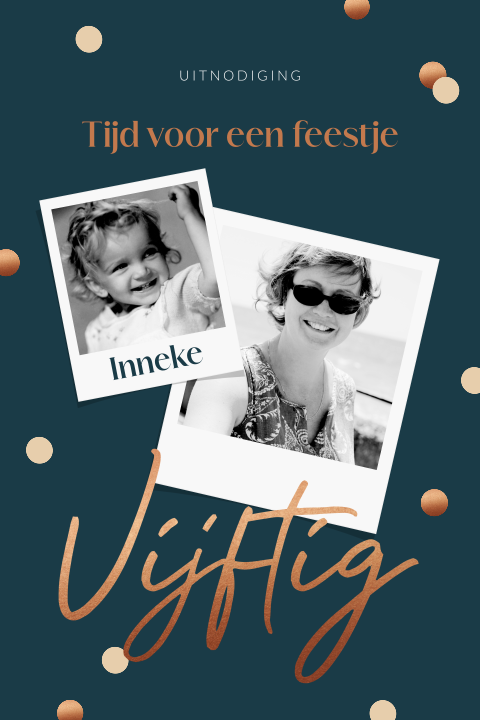 Uitnodiging met foto's voor een 50ste verjaardag