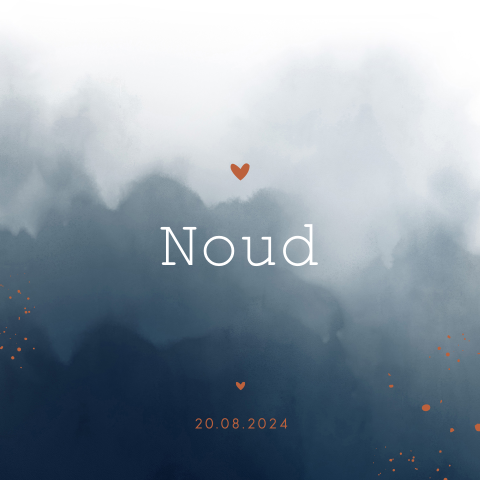 Basic jongens geboortekaartje met ronde hoeken en aquarel