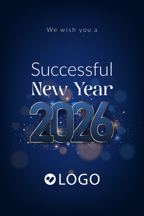 Sparkling zakelijke kerstkaart succesful New Year 2026 met eigen logo