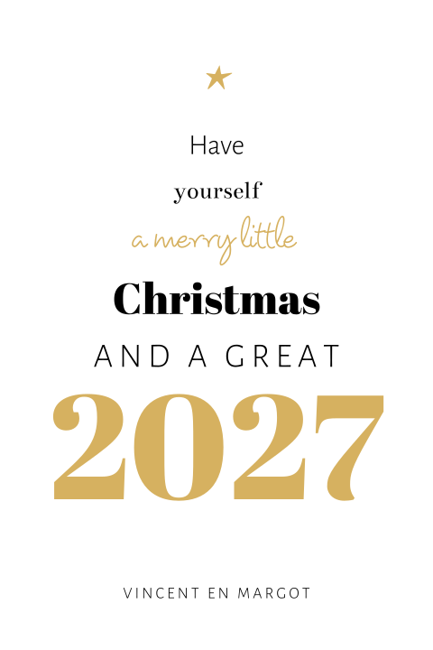 Handlettering kerstkaart met tekst en jaartal
