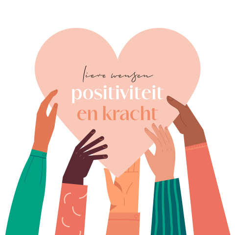 Goed doel wenskaart positiviteit en kracht met handen en hart