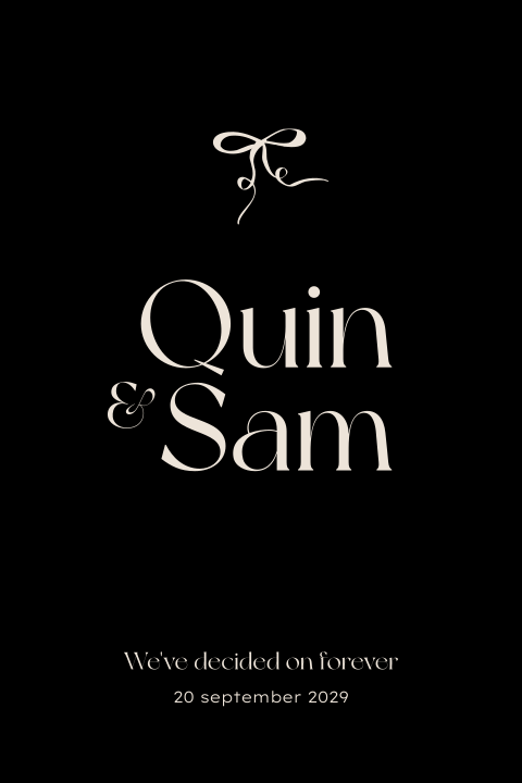 Stijlvolle trouwkaart met strik